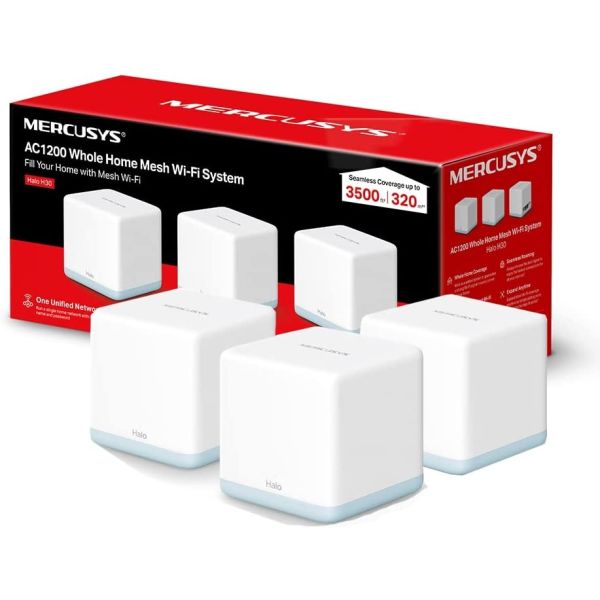 Sistema Mesh Wi-Fi Mercusys Halo 30-3 Pack AC1200