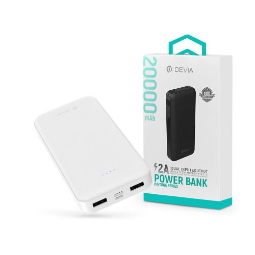 Power Bank Devia Kintone 20.000 mAh 2 Uscite 5 volt 2.1A Bianco