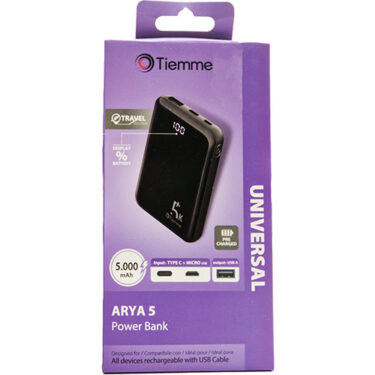 Power Bank Tiemme Arya 5 5.000mAh Nero