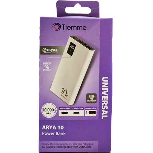 Power Bank Tiemme Arya 10 10.000mAh Bianco