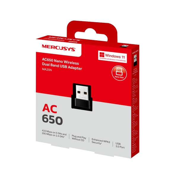 Adattatore WiFi USB Mercusys MA20N AC650 Nano