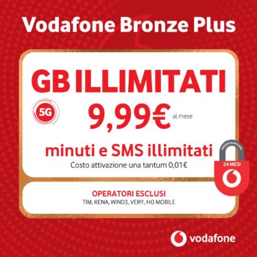 Passa a Vodafone con Giga illimitati a €9.99