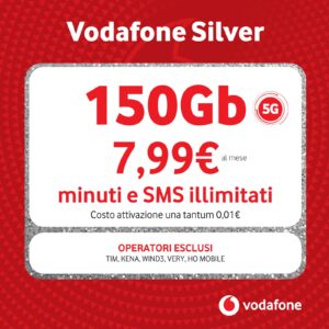 Passa a Vodafone con 150Gb a €7.99