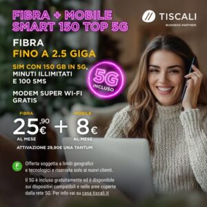 Tiscali Fibra ultra veloce fino a 2.5 GIGA